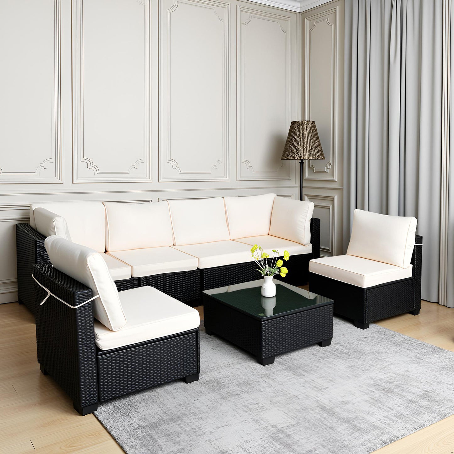 Seven Piece Sofa Set Table With Sofa Chair