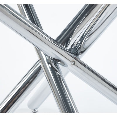 Chrome Dining Table With Metal Leg And Glass