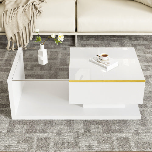 Long Coffee Table, High-Gloss White.