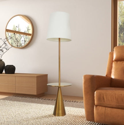 Celestial Modern Floor Lamp With Brass Accent Table