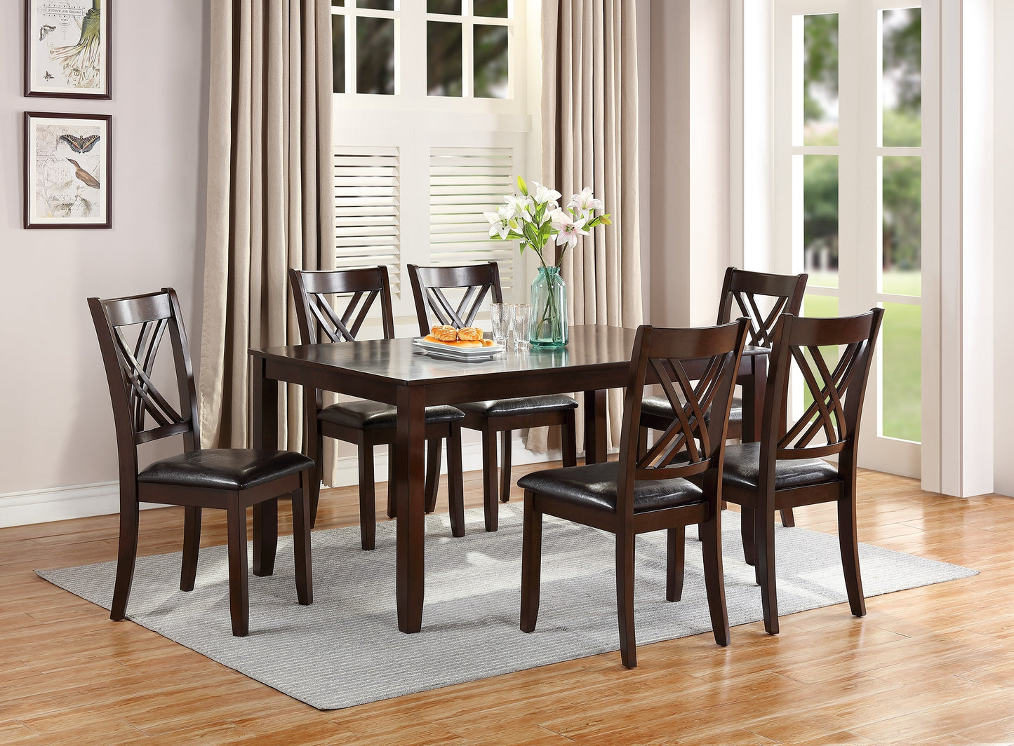 7 piece Dining Set Dining/ Table 6 Side Chairs Clean Espresso finish