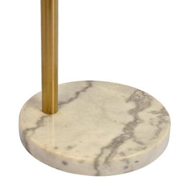 Oasis Long Arm Gold Brass Adjustable Floor Lamp With Round White Marble Base