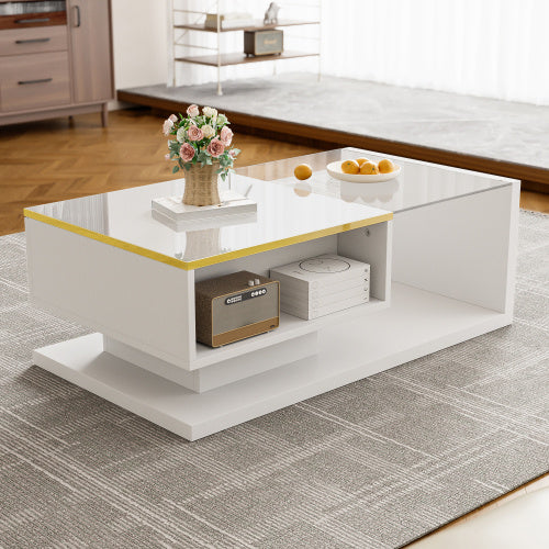 Long Coffee Table, High-Gloss White.