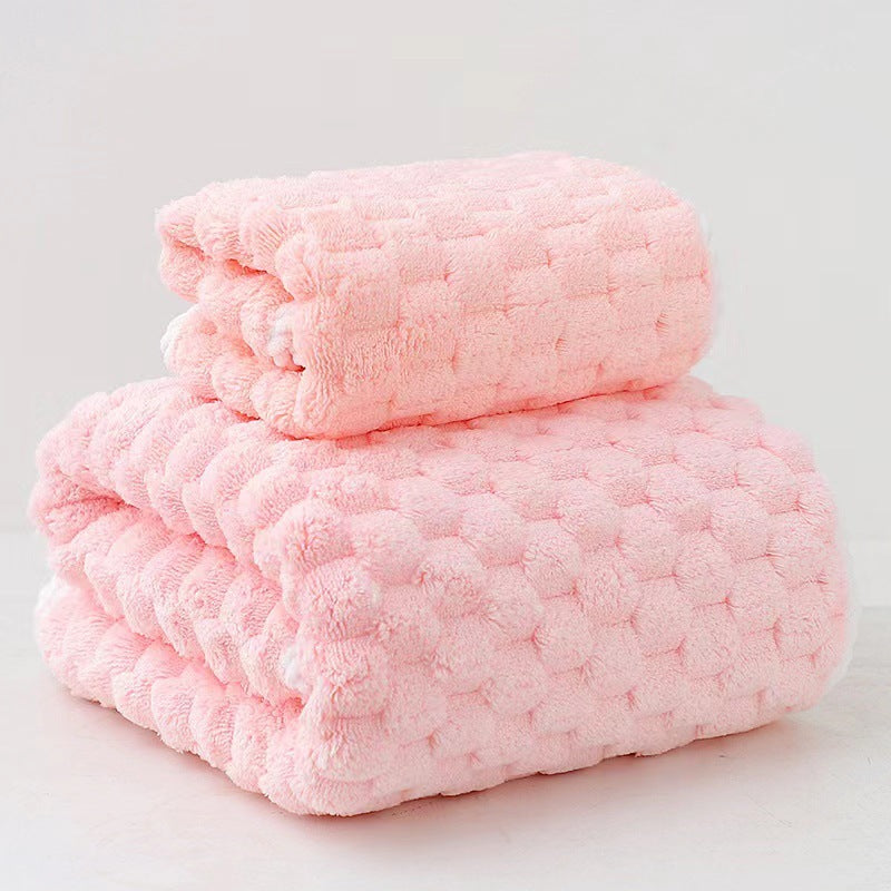 Wide Stripe Dark Stripe Coral Velvet Printing Towels Suit