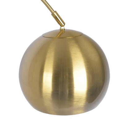 Oasis Long Arm Gold Brass Adjustable Floor Lamp With Round White Marble Base