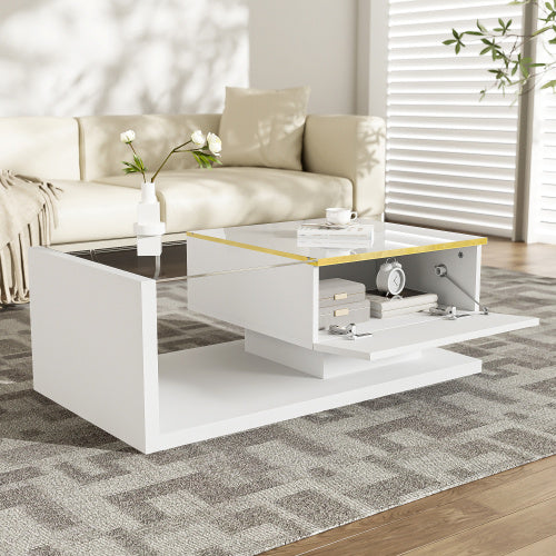 Long Coffee Table, High-Gloss White.