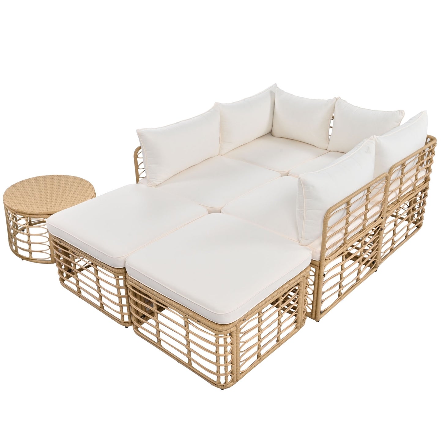 7 Piece Outdoor Patio Furniture, All-Weather Rattan Sectional Sofa set