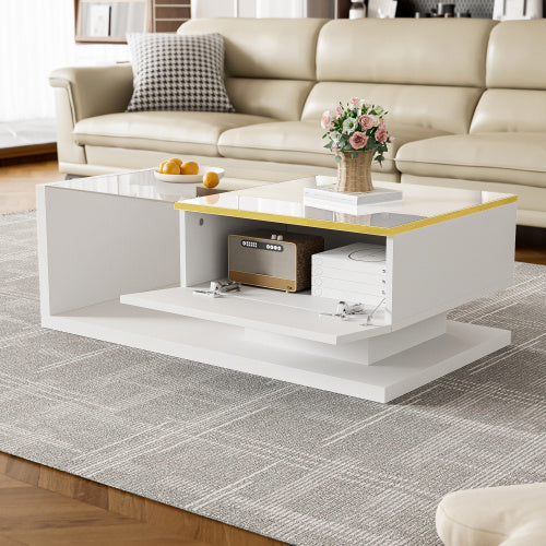 Long Coffee Table, High-Gloss White.