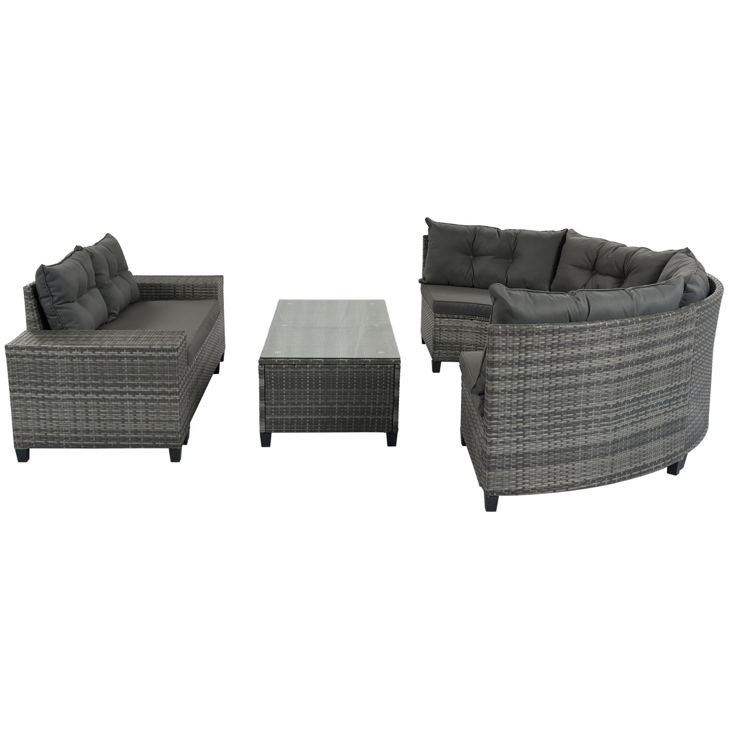 8 Piece Outdoor Wicker Round Sofa Set