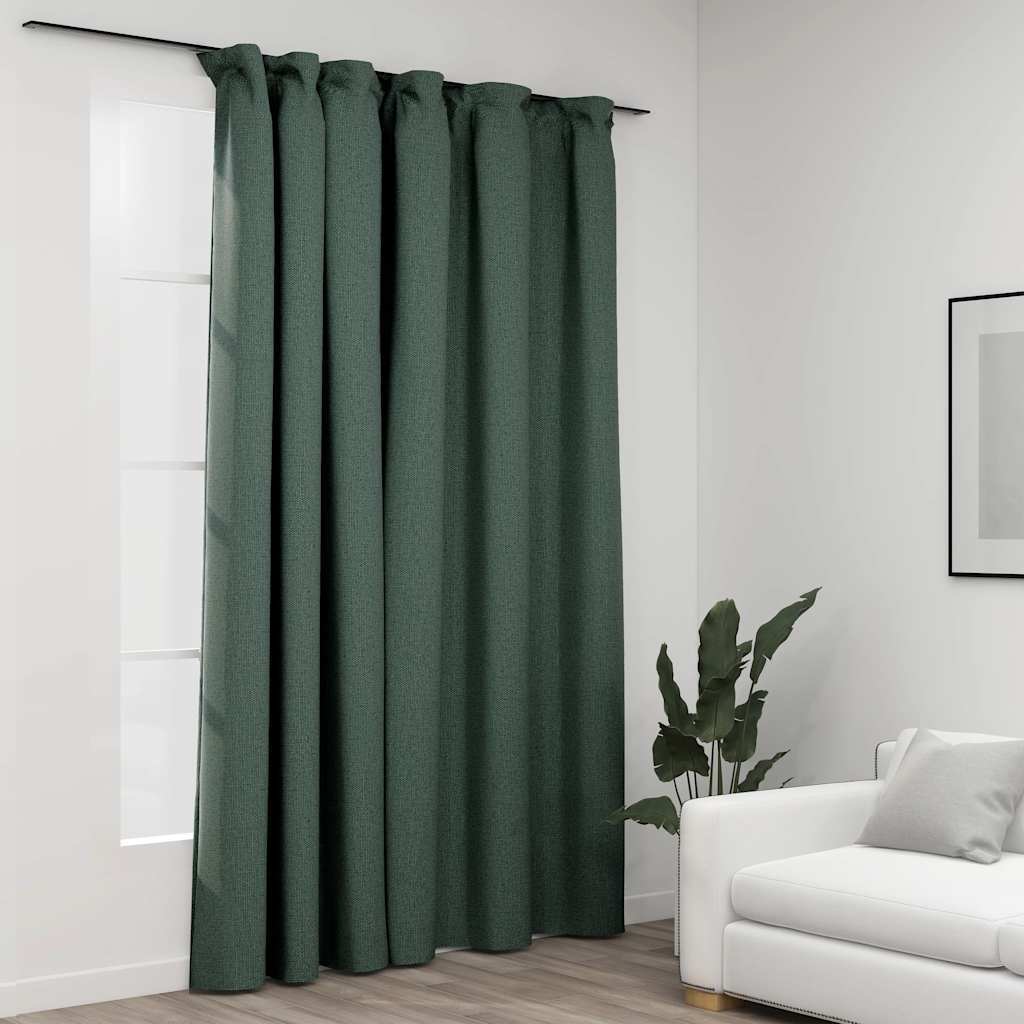 Green Blackout Curtain with Hooks