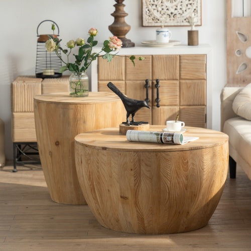 Vintage Style Bucket Shaped Coffee Table Set