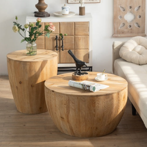 Vintage Style Bucket Shaped Coffee Table Set