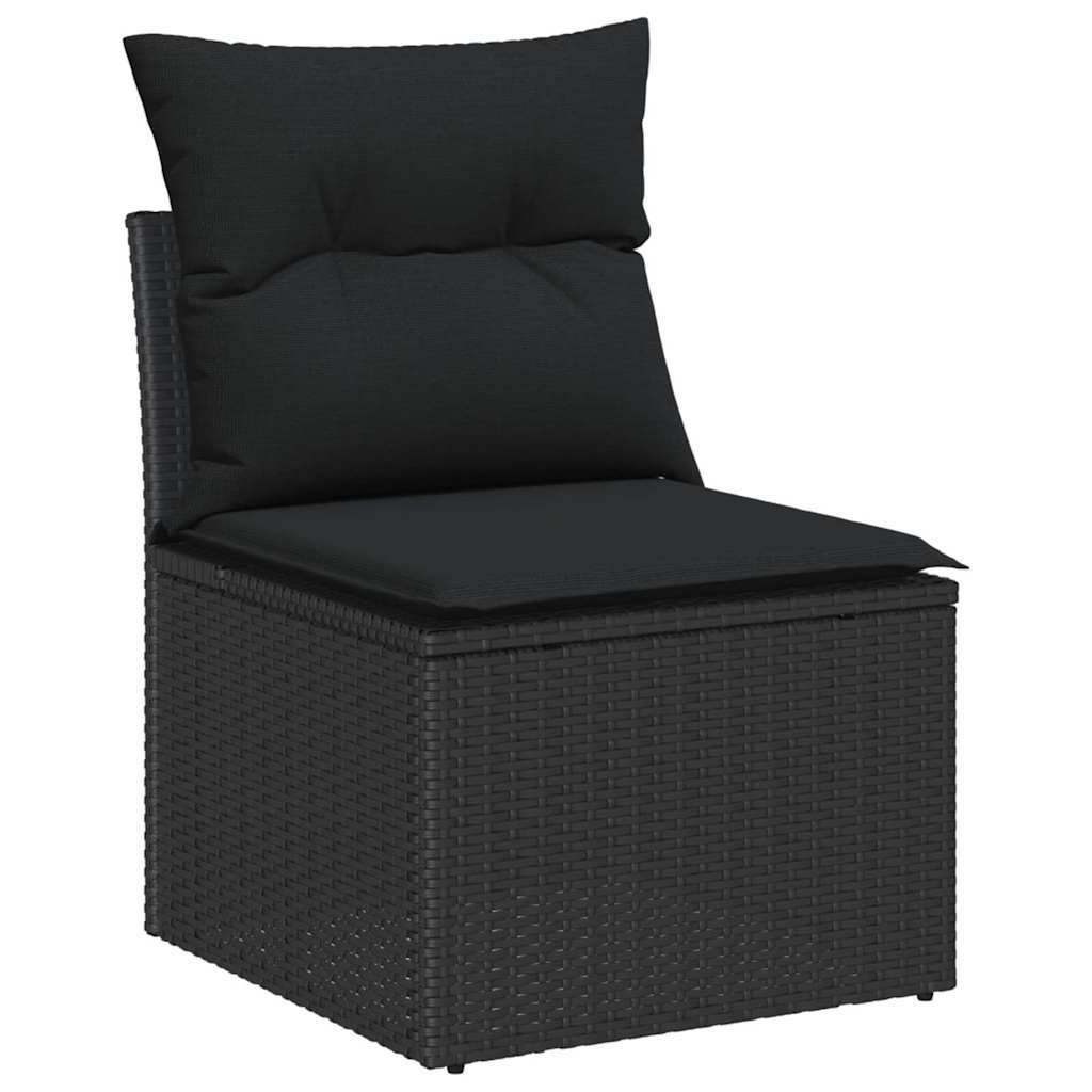 Garden Sofa Set with Cushions 13 piece Black Poly Rattan