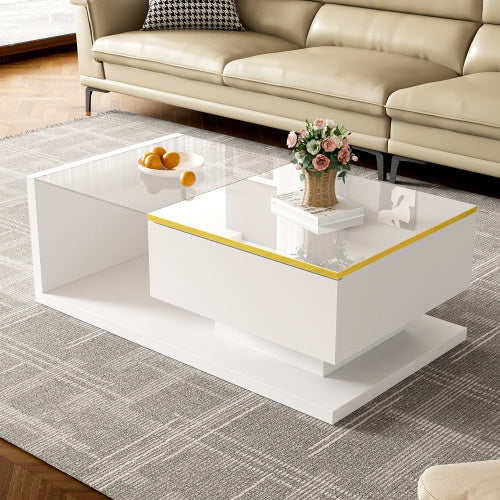 Long Coffee Table, High-Gloss White.