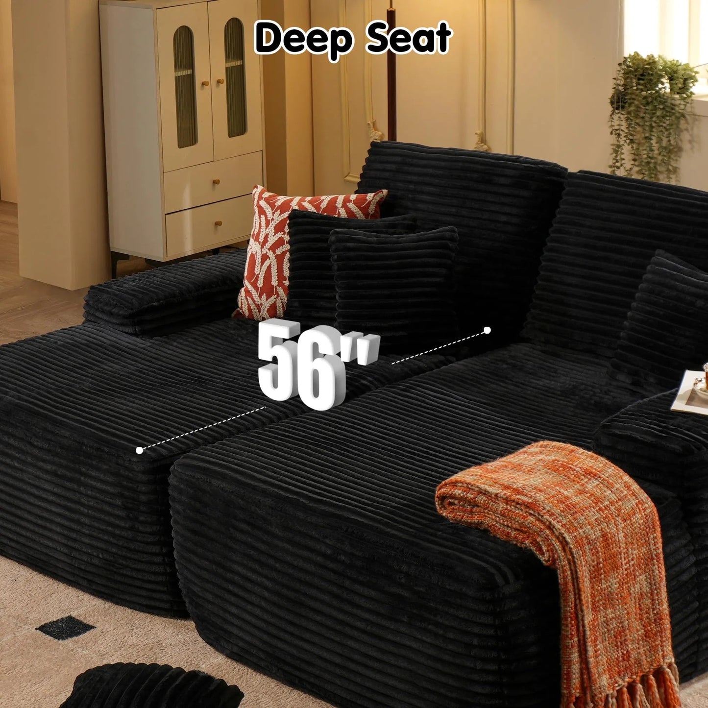Oversized Double Lounge Chaise,Cloud Plush Sofa Bed