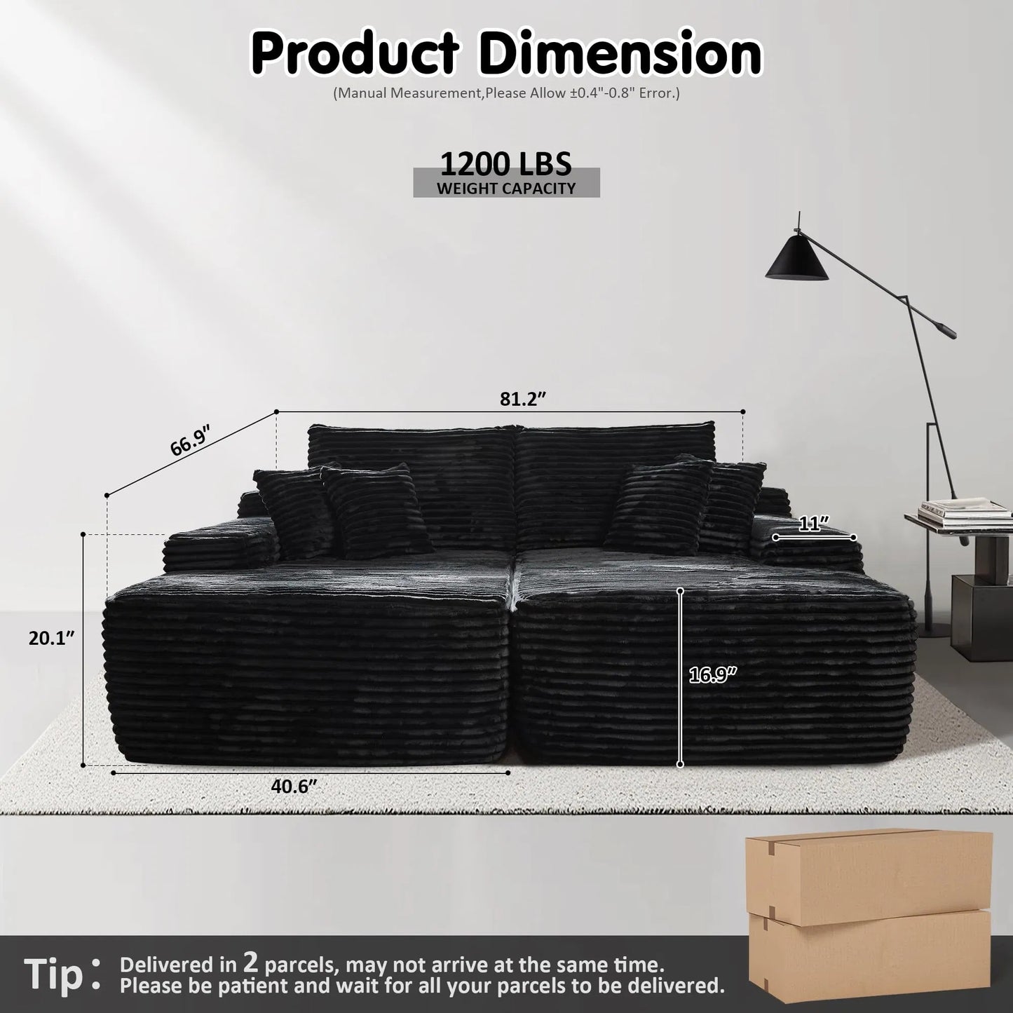 Oversized Double Lounge Chaise,Cloud Plush Sofa Bed