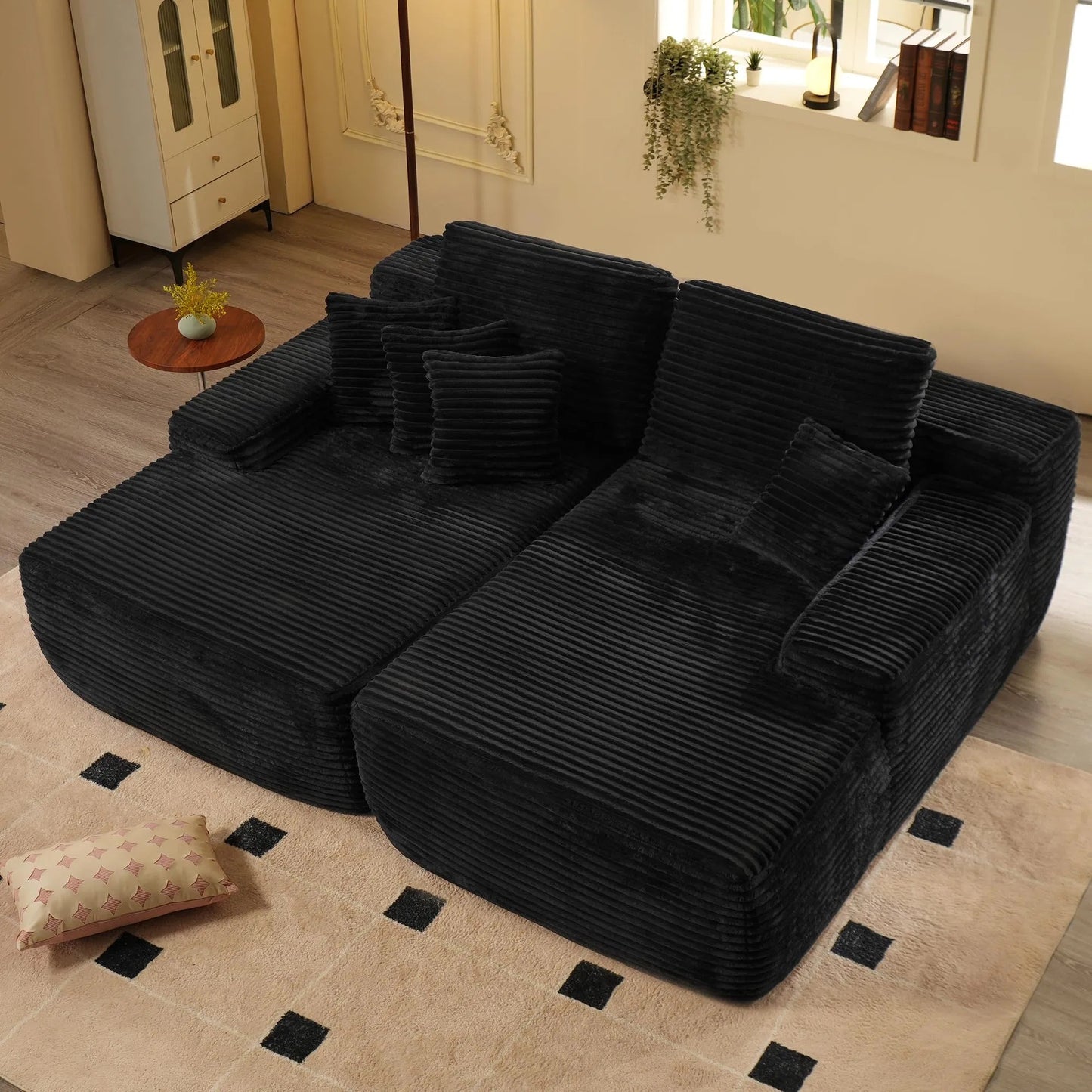 Oversized Double Lounge Chaise,Cloud Plush Sofa Bed