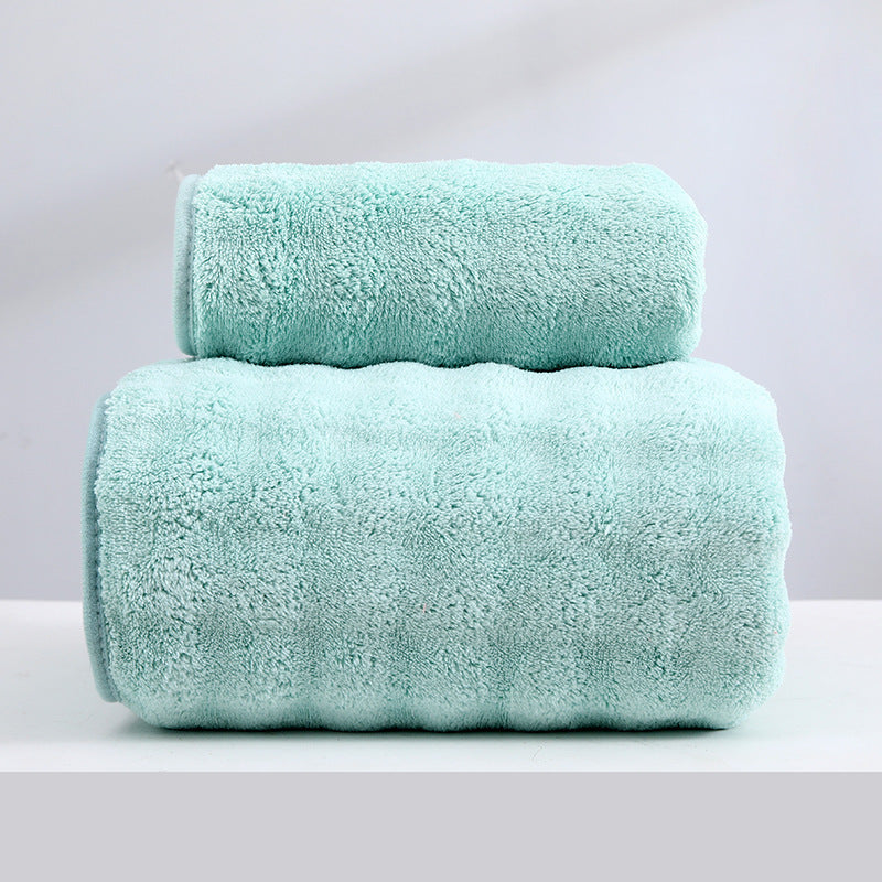 Wide Stripe Dark Stripe Coral Velvet Printing Towels Suit