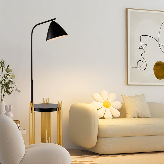 Luxury Shelves Floor Lamp For Living Room With Metal Lampshade