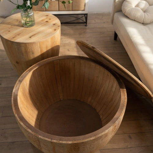 Vintage Style Bucket Shaped Coffee Table Set