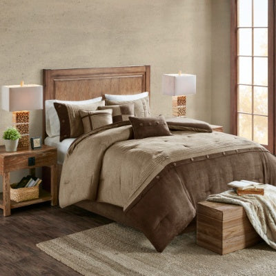 7 Piece Faux Suede Comforter Set