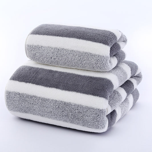Wide Stripe Dark Stripe Coral Velvet Printing Towels Suit
