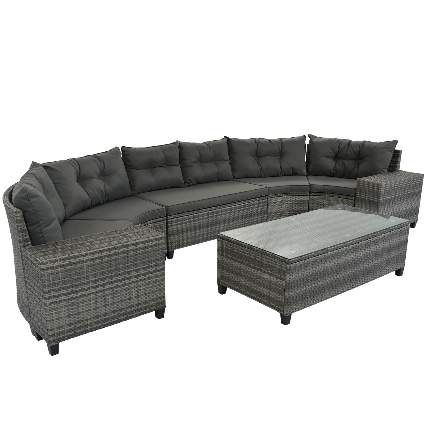 8 Piece Outdoor Wicker Round Sofa Set