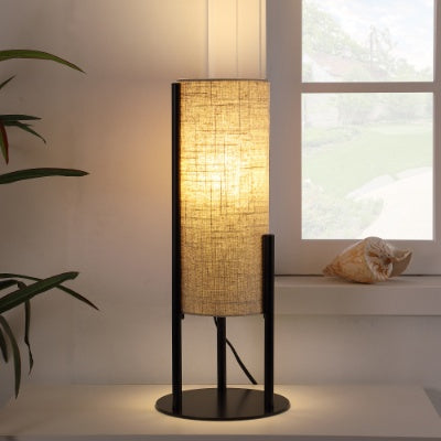 Modern Upright Beige Linen Drum