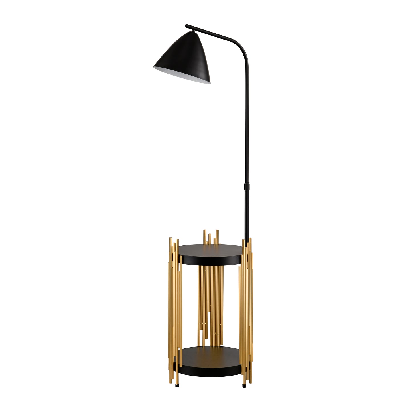 Luxury Shelves Floor Lamp For Living Room With Metal Lampshade