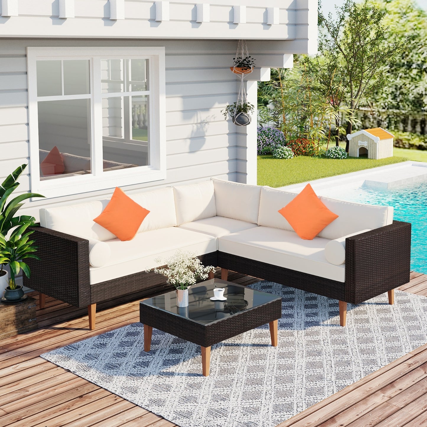 4 Piece Outdoor Wicker Sofa Set