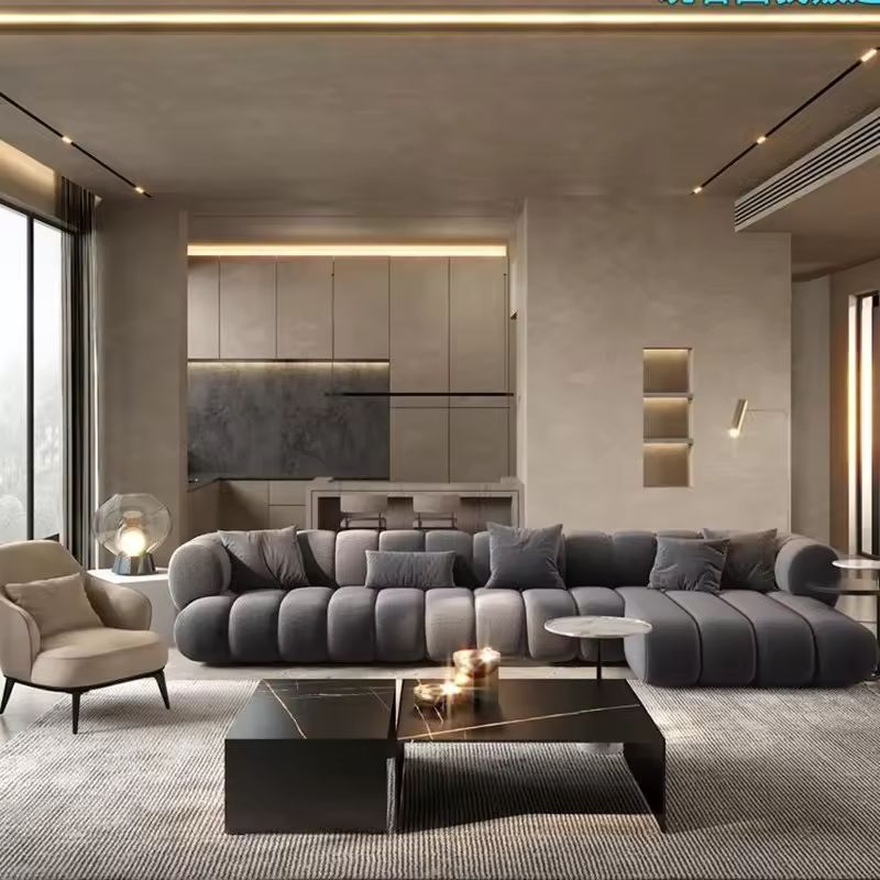 Large Velvet Modern L Shape Modular Sectional Sofa Couch Set
