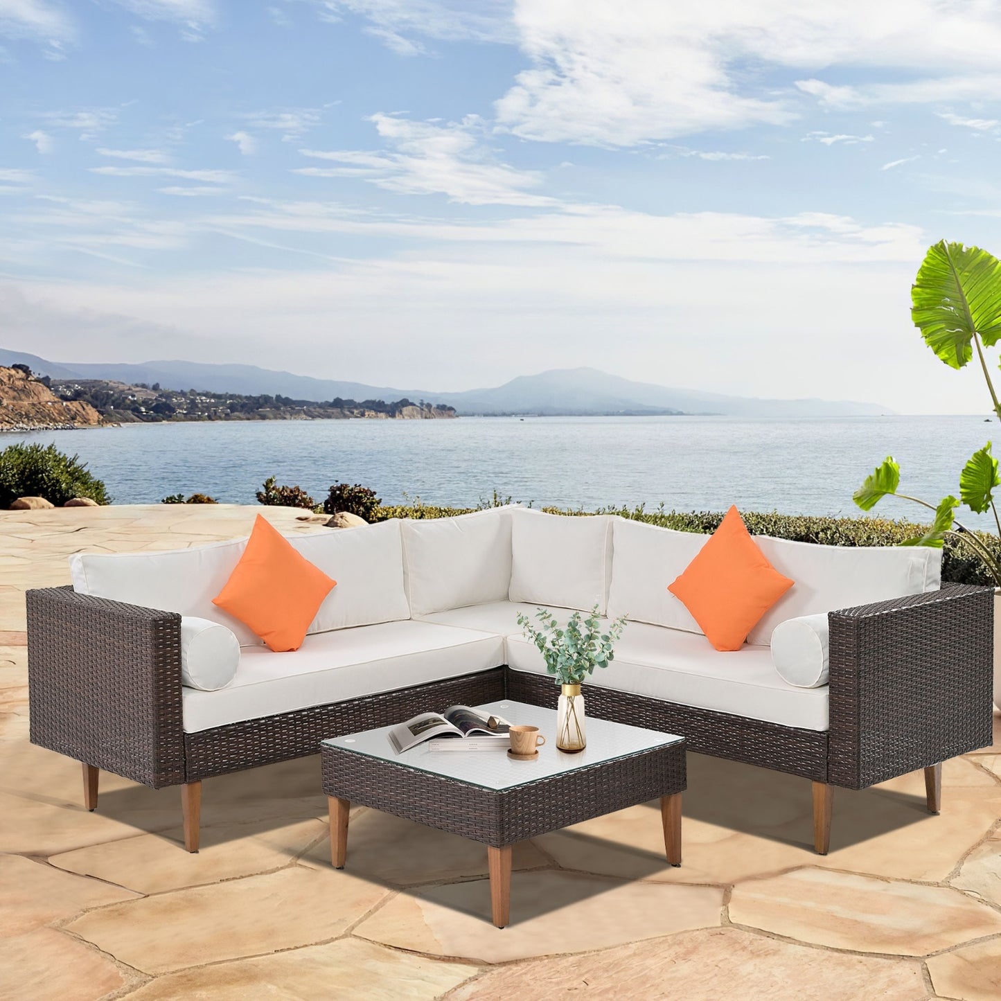 4 Piece Outdoor Wicker Sofa Set