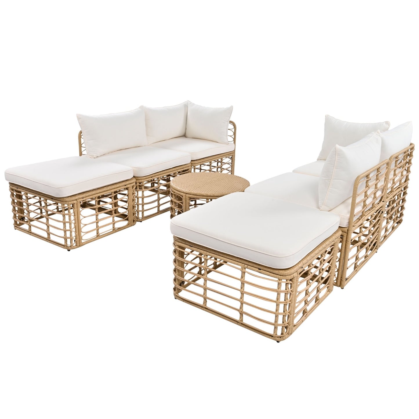 7 Piece Outdoor Patio Furniture, All-Weather Rattan Sectional Sofa set