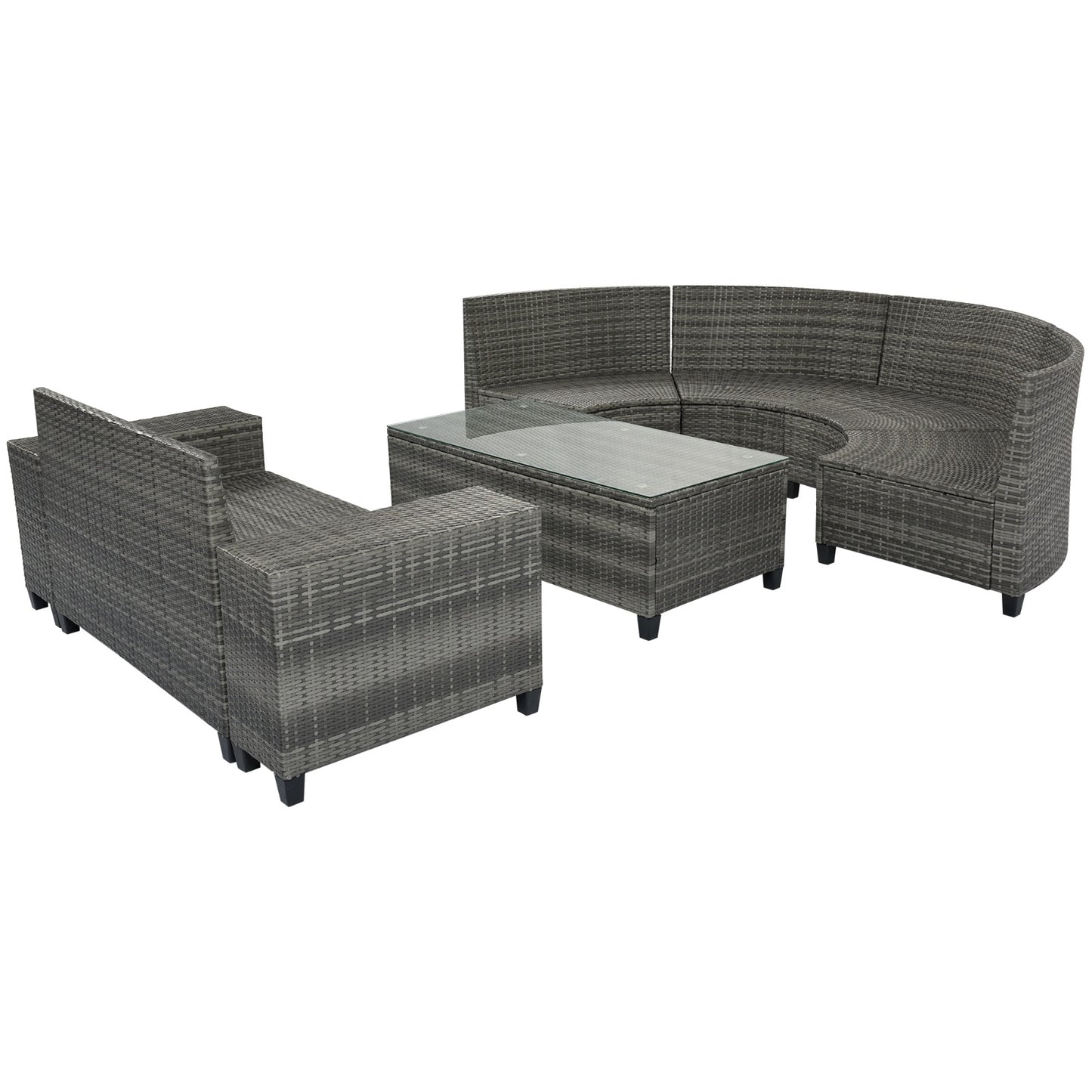8 Piece Outdoor Wicker Round Sofa Set