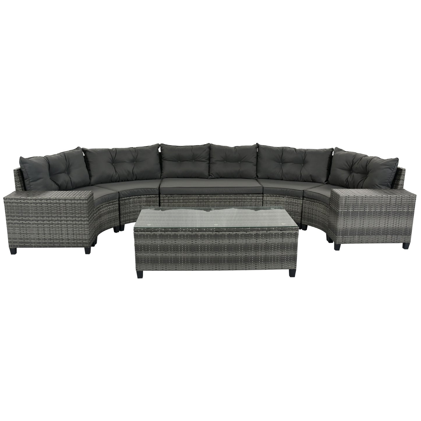 8 Piece Outdoor Wicker Round Sofa Set