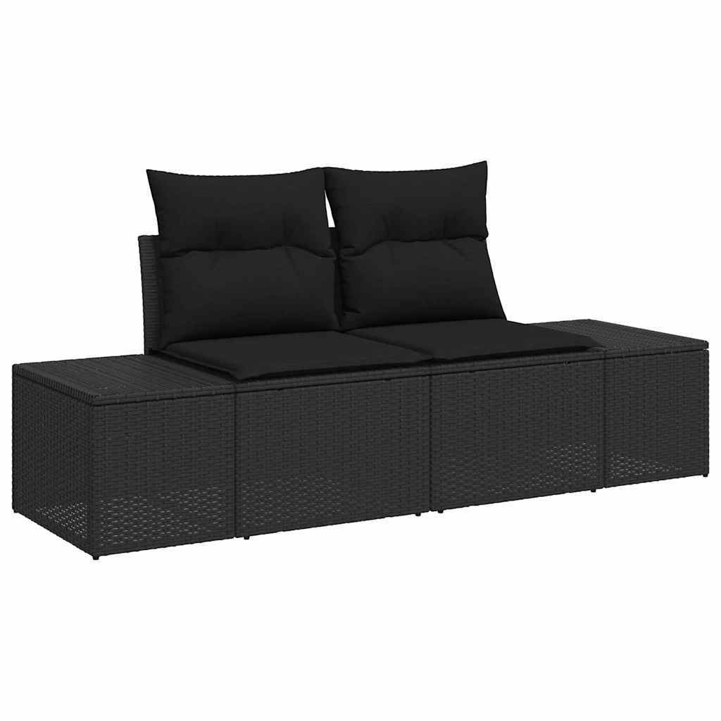 Garden Sofa Set with Cushions 13 piece Black Poly Rattan