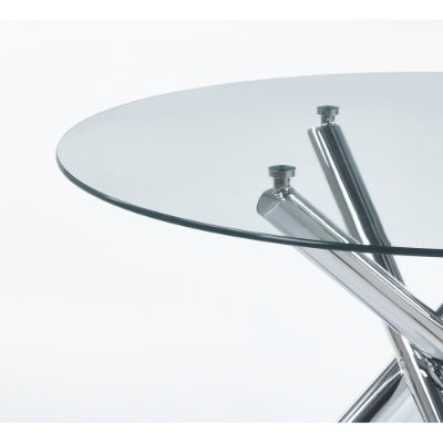 Chrome Dining Table With Metal Leg And Glass