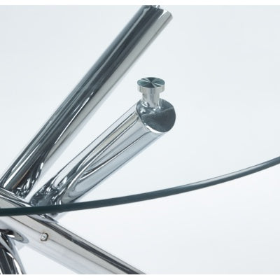 Chrome Dining Table With Metal Leg And Glass