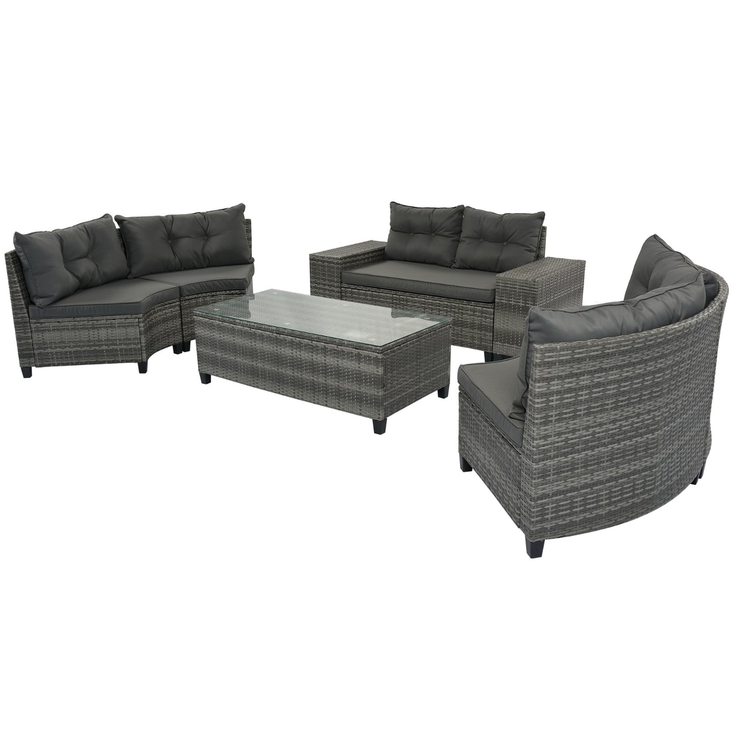 8 Piece Outdoor Wicker Round Sofa Set