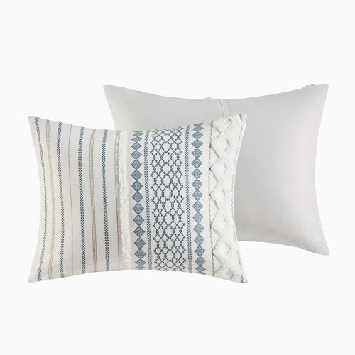 King Cal King Cotton Printed Duvet Cover Set With Chenille